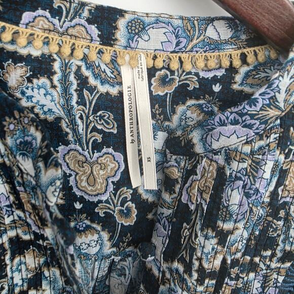 Anthropologie Henley Peasant Blouse Floral Paisley Size XS - Picture 4 of 6